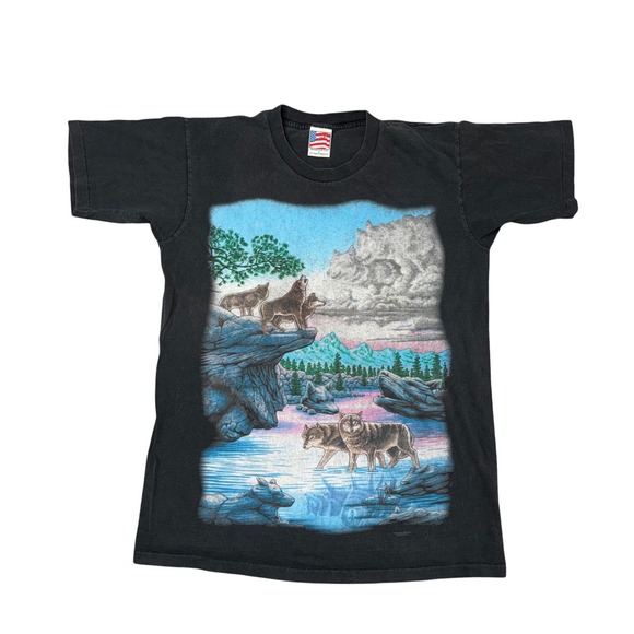 Trinity Products Other - Trinity Products Wolf Graphic T Shirt Mens L Black Good Vintage Nature Landscape